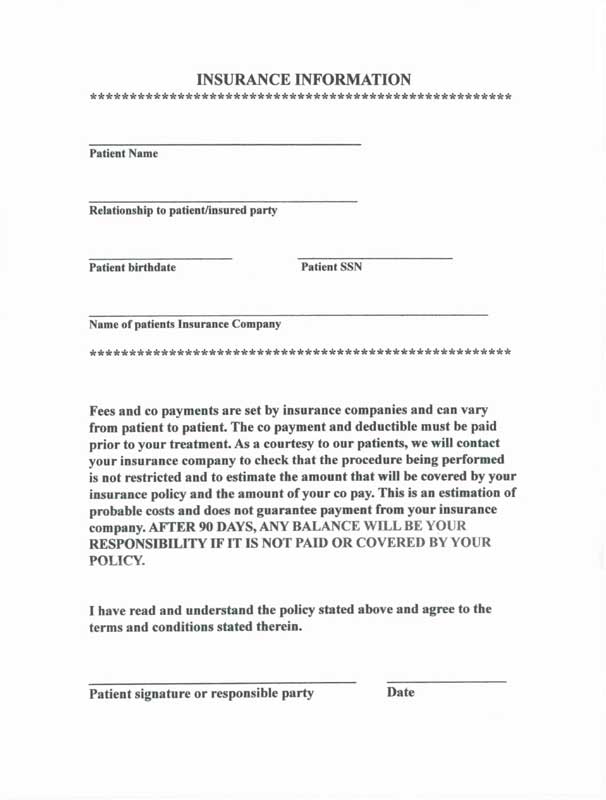 Insurance Information form