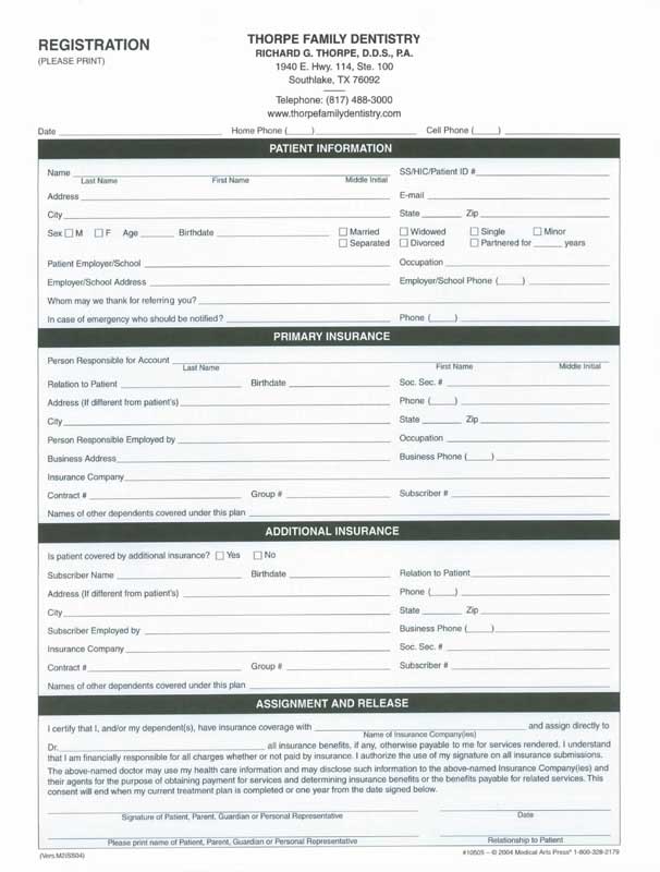 Patient Info form
