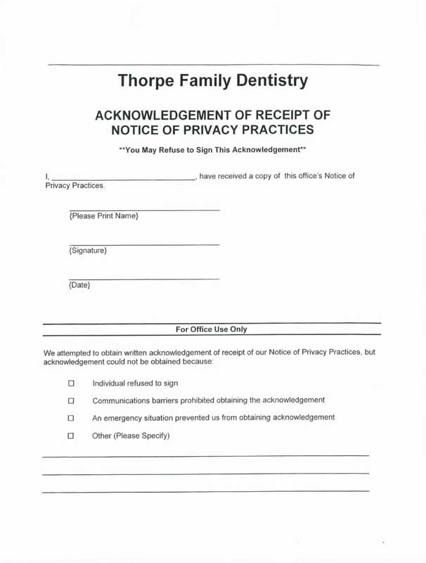 Privacy Practices form